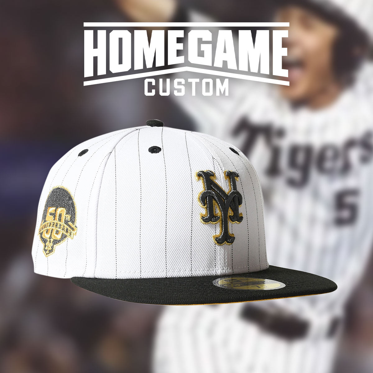 NEW ERA - NEW YORK METS CO 50TH 59FIFTY WHITE PINSTRIPE BLACK