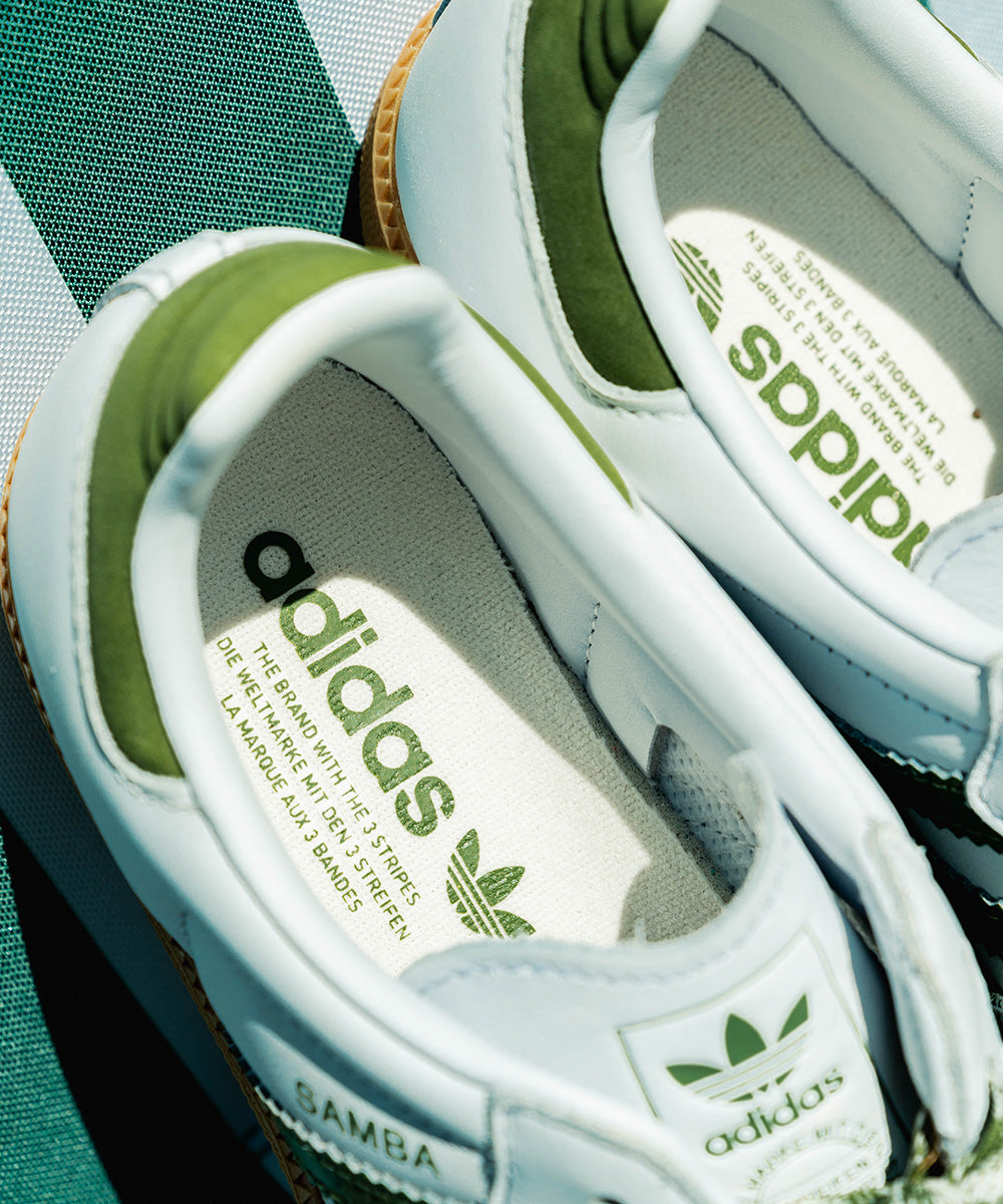 adidas - UNISEX SAMBA OG WMNS Foot Wear White/Tech Olive/Gum 【JS1352】