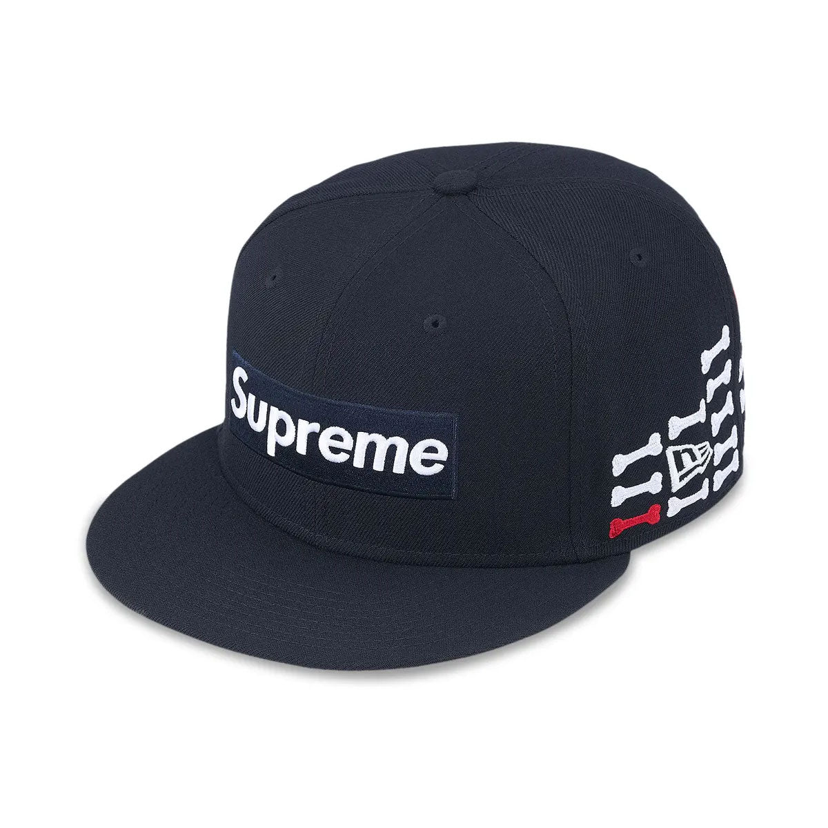 SUPREME × NEW ERA - BONES BOX LOGO CAP NAVY 【FW25H46
