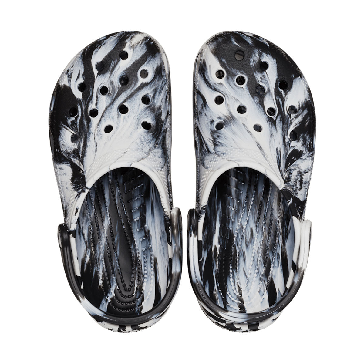 crocs - MENS WMNS CLASSIC MARBLE CLOG White/Black【206867-103】