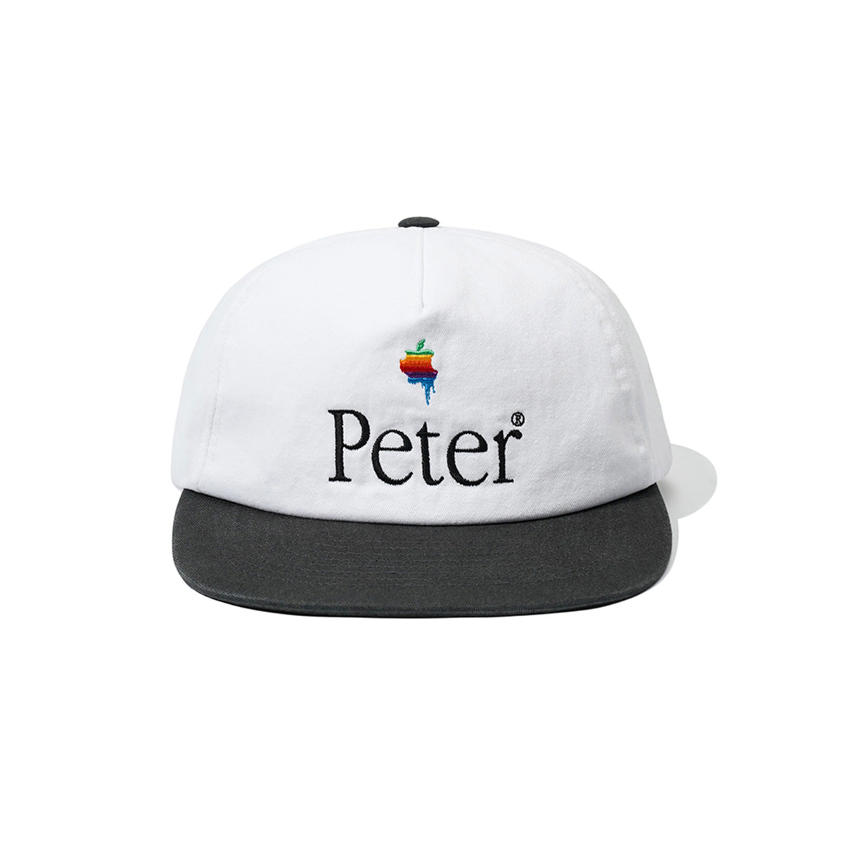 MY NAME IS PETER - 5 PANEL PAPPLE CAP WHITE & CHARCOAL