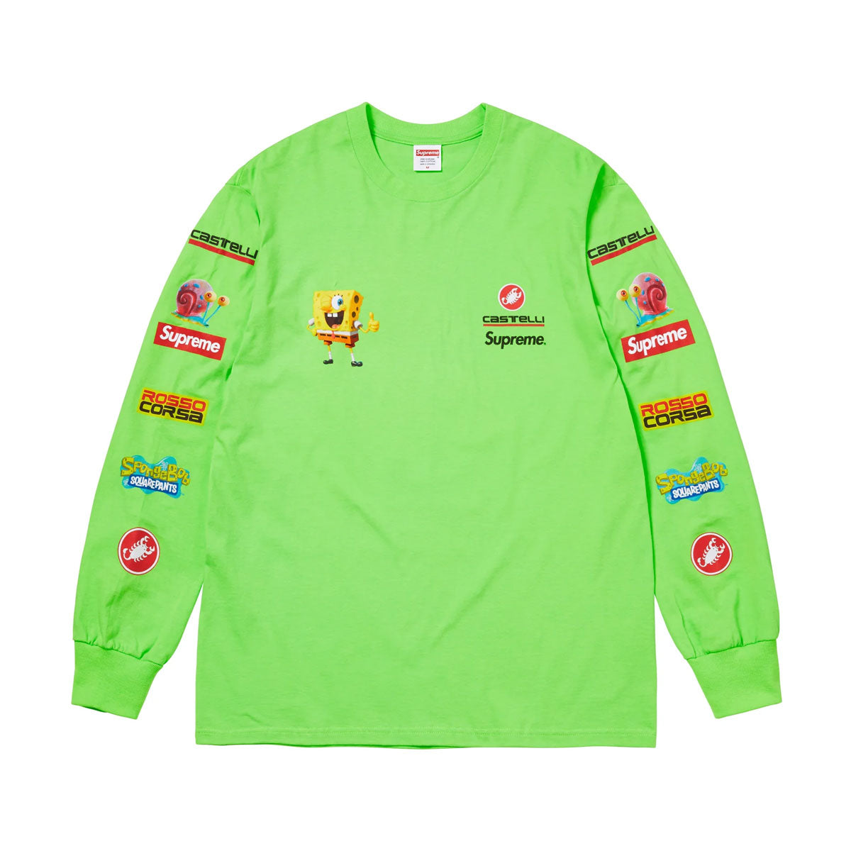 Supreme SpongeBob - SquarePants Castelli Racing L/S Tee LIME 【SS25T36】