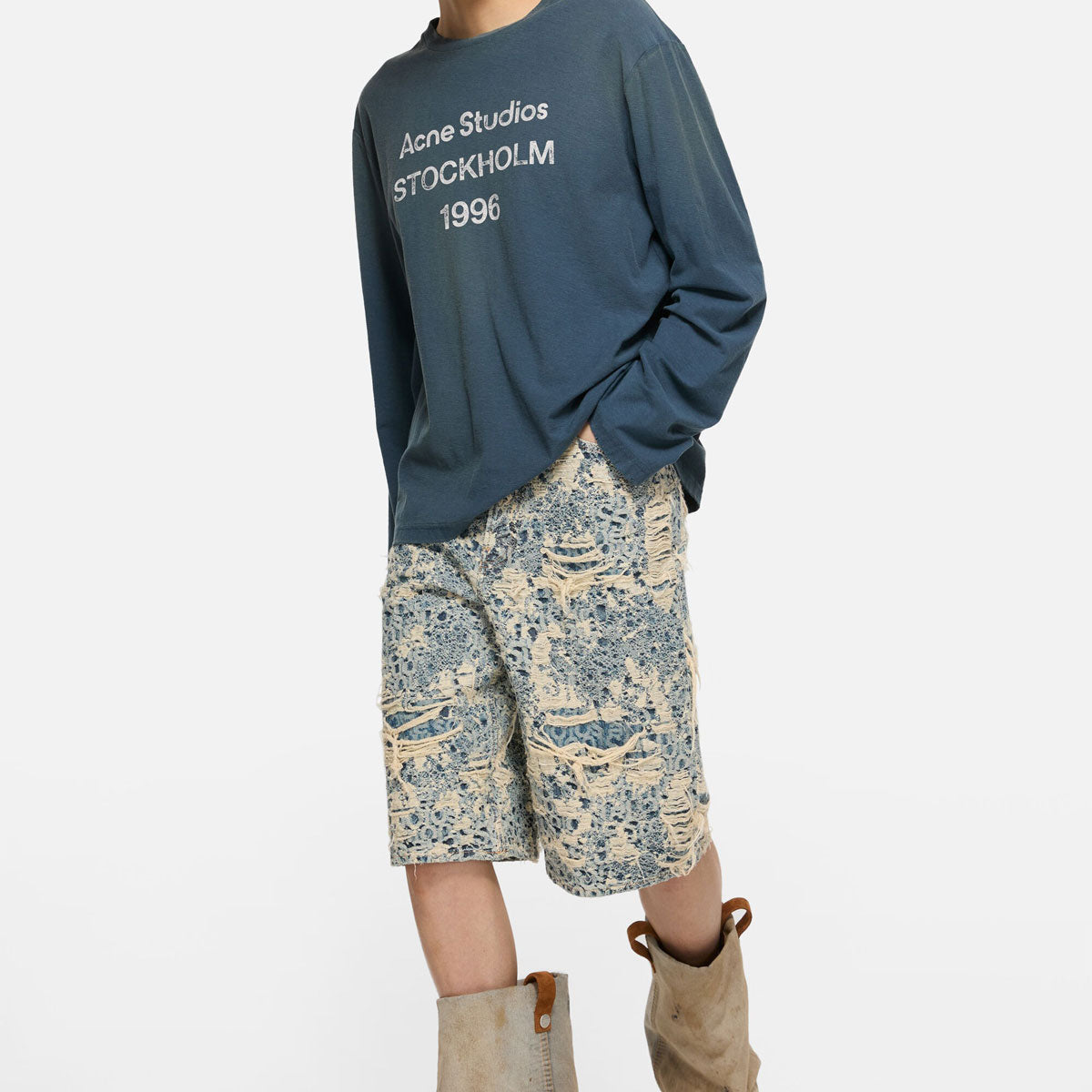 Acne Studios - Denim shorts Loose fit MID BLUE 【FN-MN-SHOR000279】