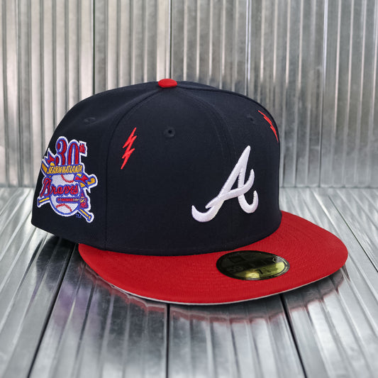 New Era × Diet Starts Monday - 59FIFTY Atlanta Braves 30th Anniv Lightning Bolts 29348 Navy/Red【60770358】