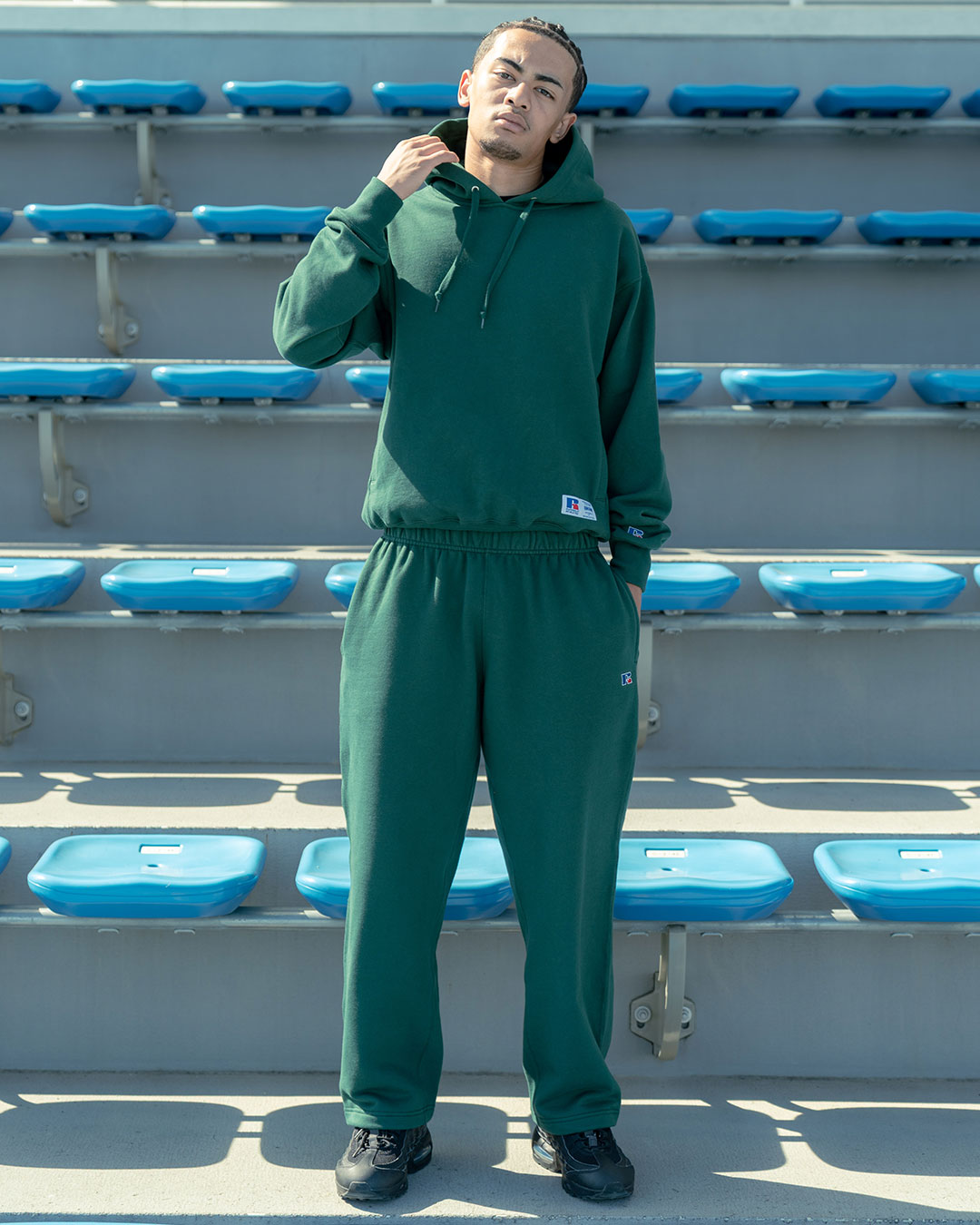 RUSSELL ATHLETIC | HOMEGAME - PRO COTTON LOOPBACK TERRY SWEAT HOODIE GREEN【26FW-HG-001】