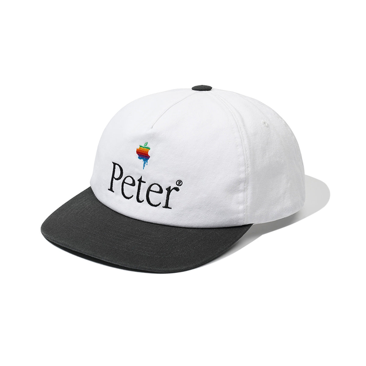 MY NAME IS PETER - 5 PANEL PAPPLE CAP WHITE & CHARCOAL