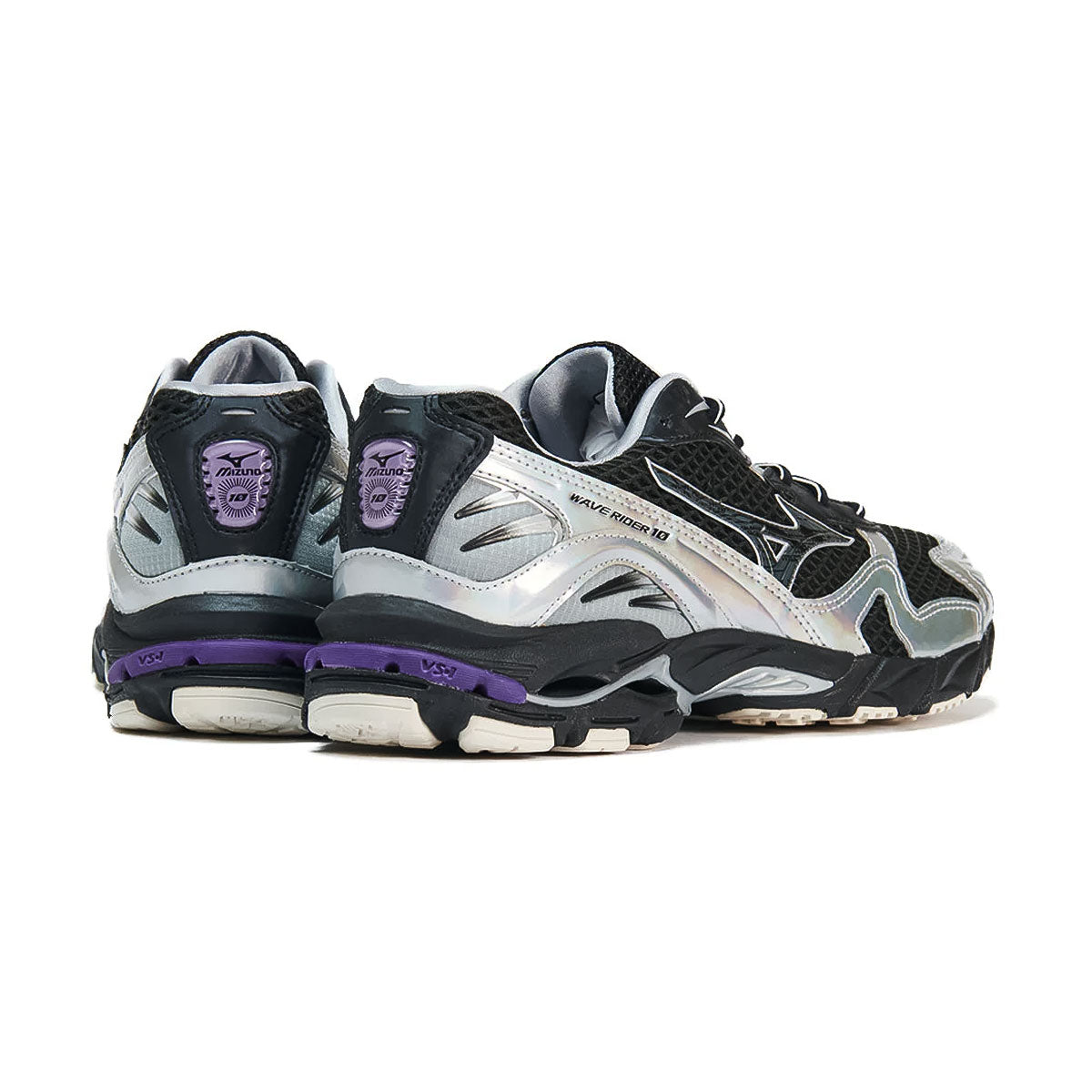 MIZUNO - UNISEX WAVE RIDER 10 BLACK/BLACK/SILVER【D1GA250601】