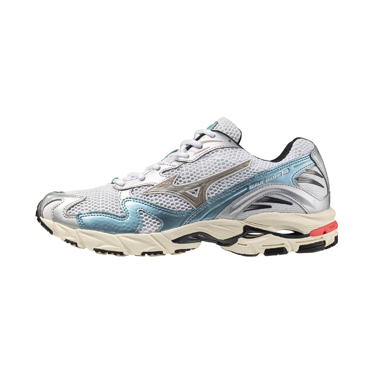 MIZUNO - UNISEX WAVE RIDER 10 WHITE/BEIGE/SKY BLUE 【D1GA243115】