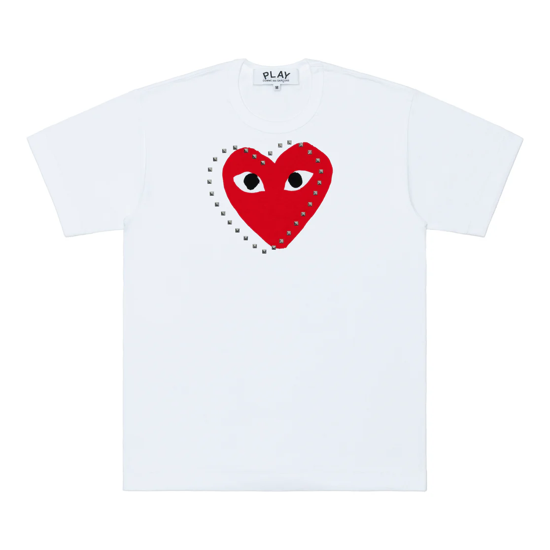 PLAY CDG - Unisex T-Shirt Printed Red Heart X Studs White【AX-T803-051】