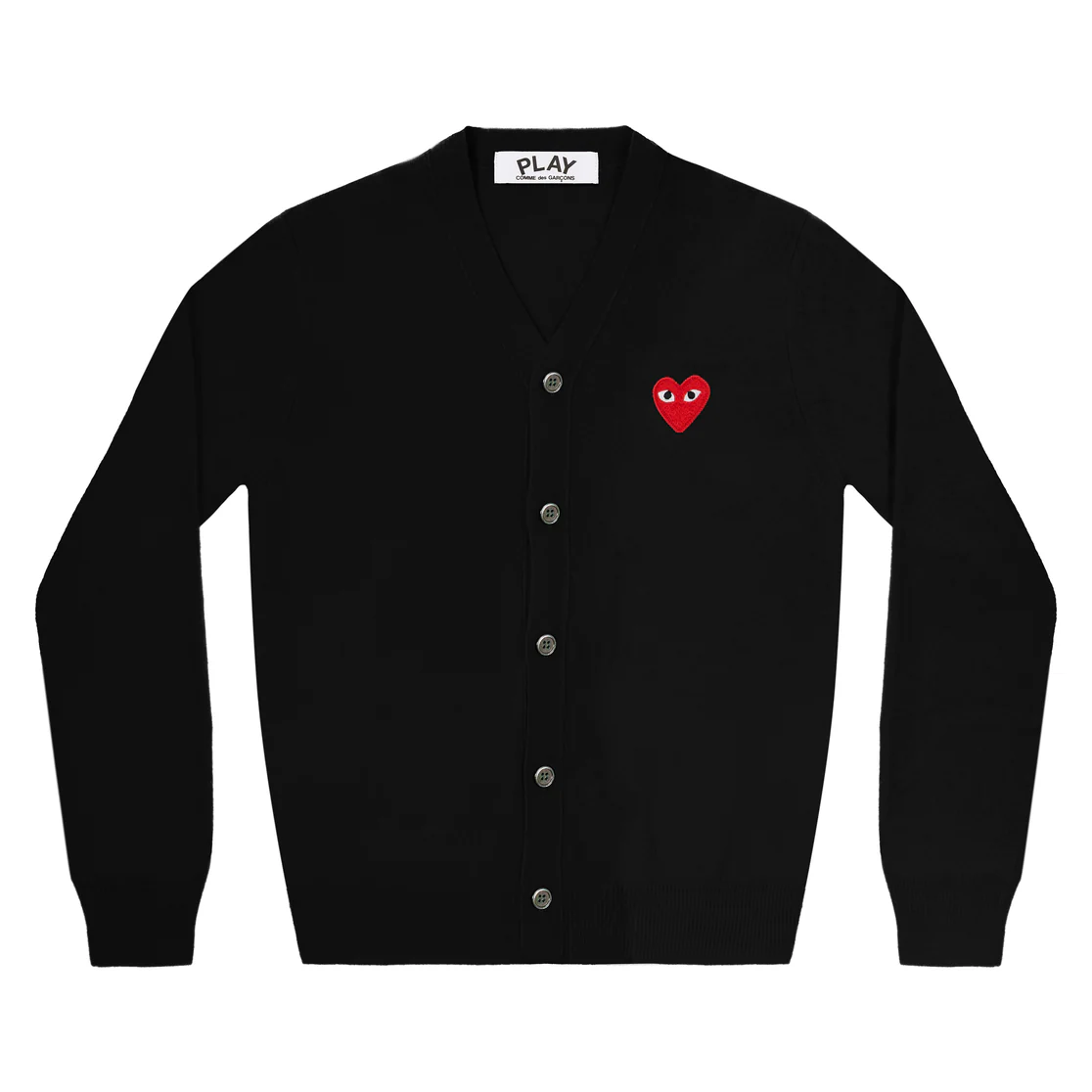 PLAY CDG - Unisex V-Neck Cardigan BLACK【AX-N008-051】 – HOMEGAME PLAY CDG - Unisex V-Neck Cardigan BLACK【AX-N008-051】 – HOMEGAME