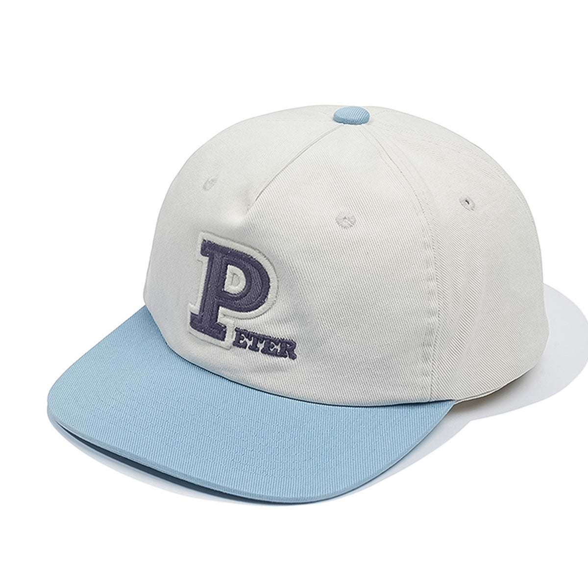 MY NAME IS PETER - 5-PANEL PETER APPLIQUE CAP BEIGE/SKY BLUE