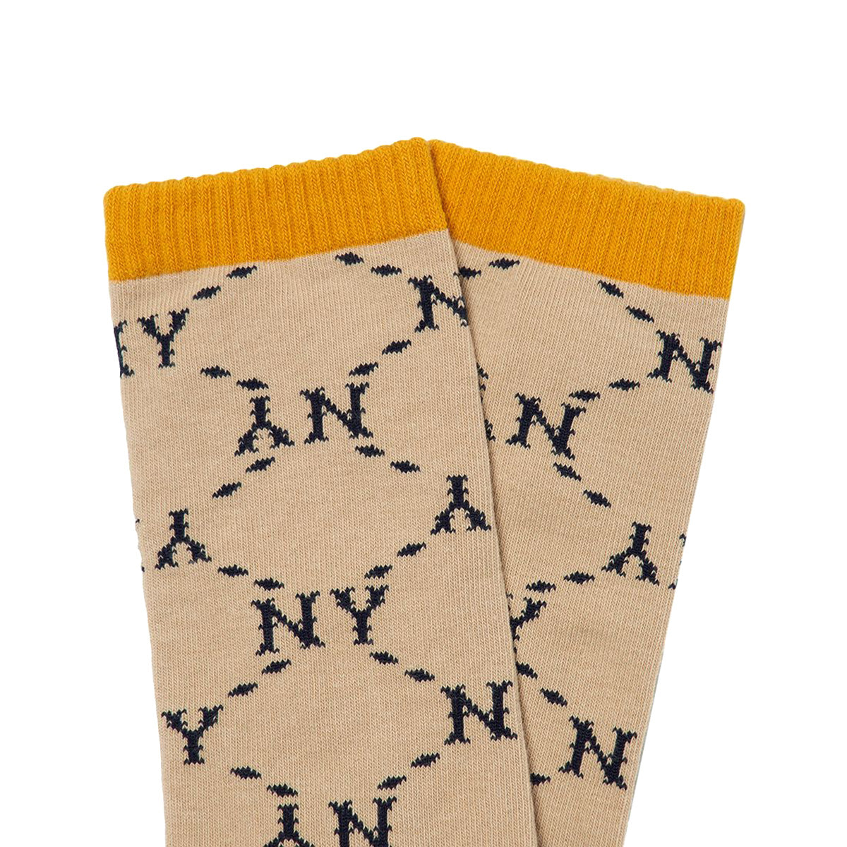 MLB - New York Yankees Dinamond Monogram Classic Socks D.Beige/Yellow【3ASOLM22N】