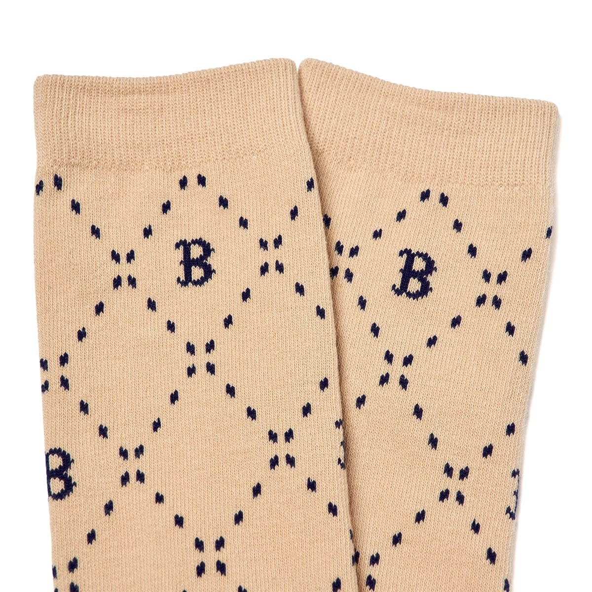 MLB - Boston Red Sox Dinamond Monogram Knee Socks Beige【3ASOKM13N】