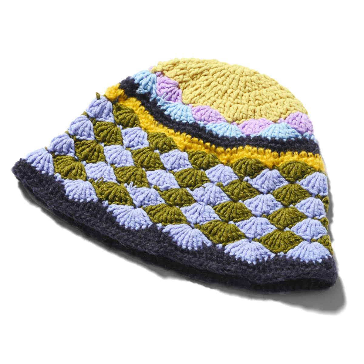HOMEGAME - KNIT HAT MULTI PATTERN OLIVE 【HG231404】