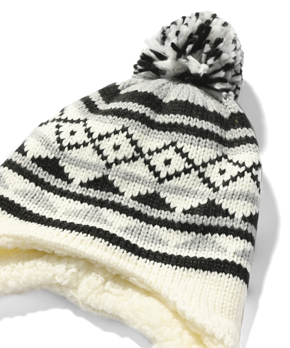 HOMEGAME - POM KNIT BEANIE NORDIC WHITE【HG231405】