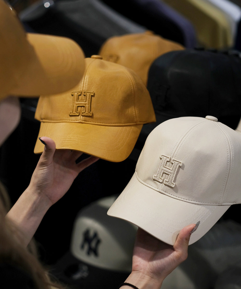HOMEGAME - H LOGO LEATHER CAP IVORY 【HG251403】