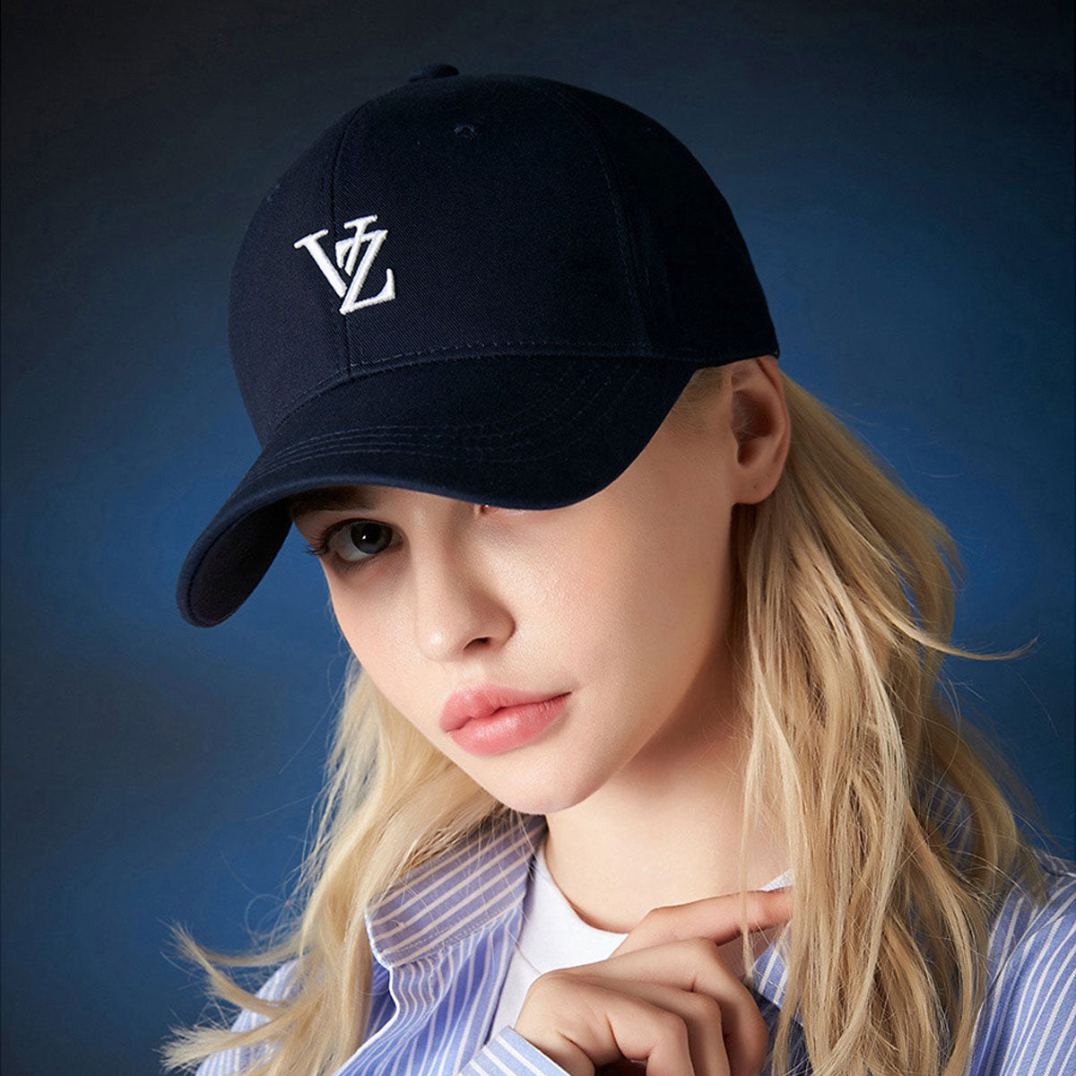 VARZAR - 3D MONOGRAM LOGO OVER FIT BALL CAP NAVY【VZR4-0002】