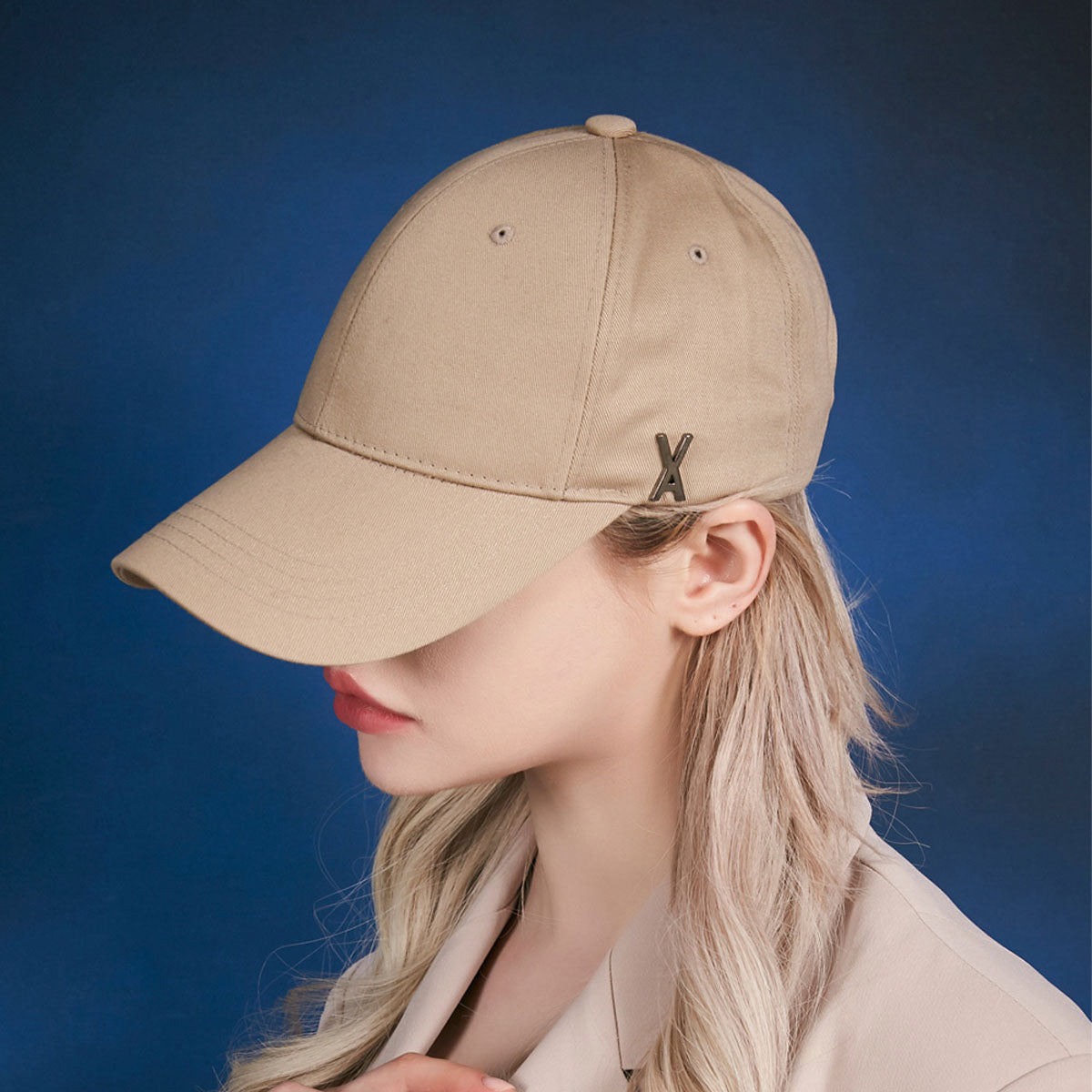 VARZAR - STUD LOGO OVER FIT BALL CAP BEIGE【VZR4-0004】