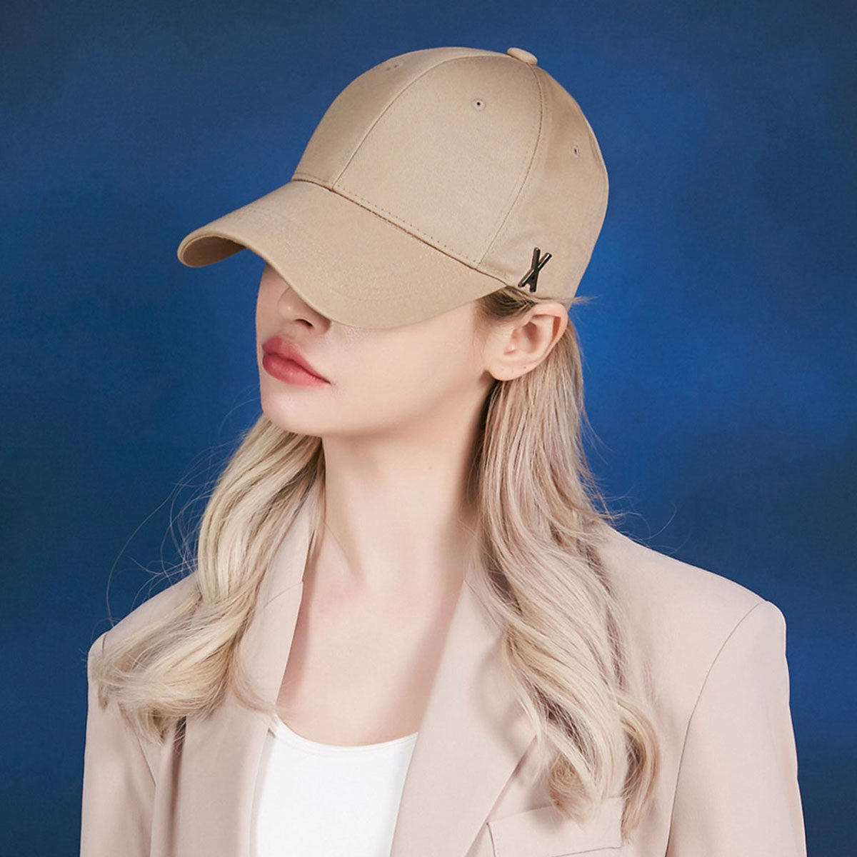 VARZAR - STUD LOGO OVER FIT BALL CAP BEIGE【VZR4-0004】