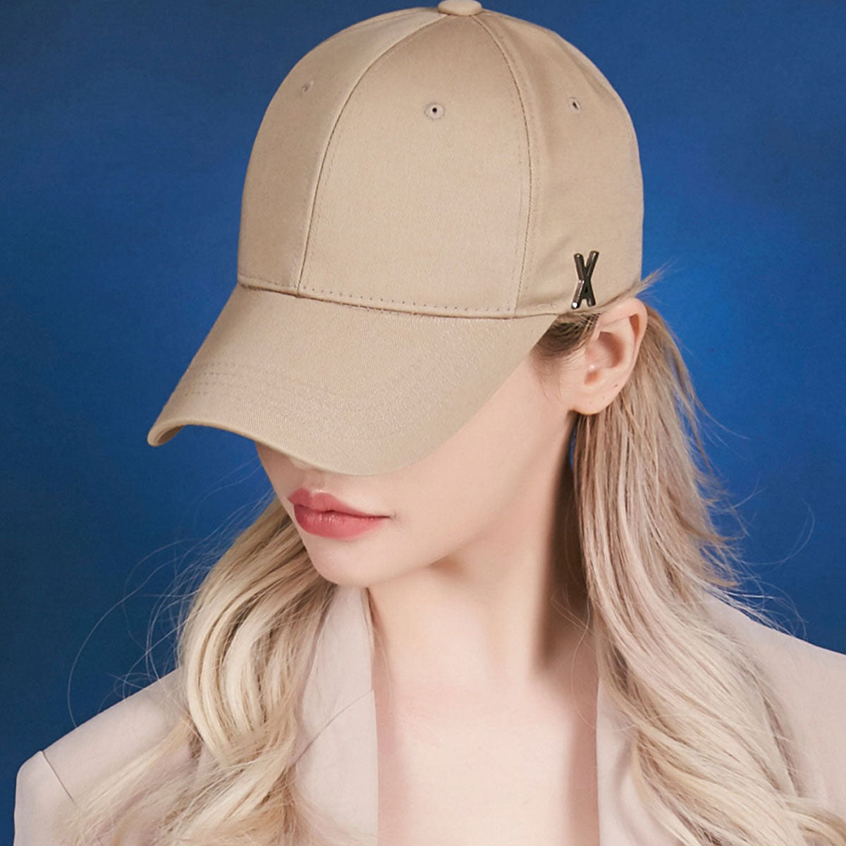 VARZAR - STUD LOGO OVER FIT BALL CAP BEIGE【VZR4-0004】