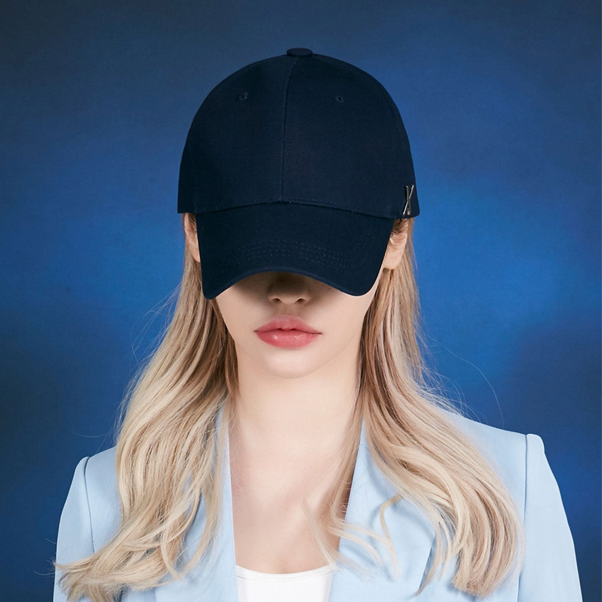 VARZAR - STUD LOGO OVER FIT BALL CAP NAVY【VZR4-0004】