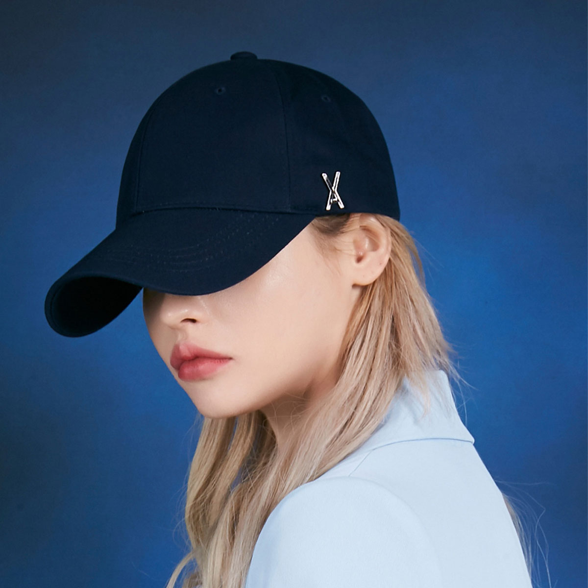 VARZAR - STUD LOGO OVER FIT BALL CAP NAVY【VZR4-0004】