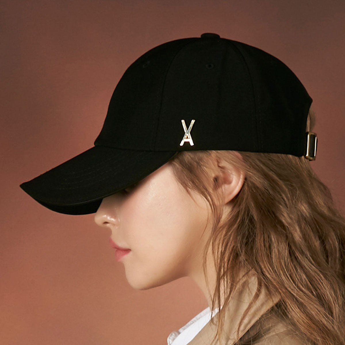 VARZAR - GOLD STUD OVER FIT BALL CAP BLACK【VZR4-0005】