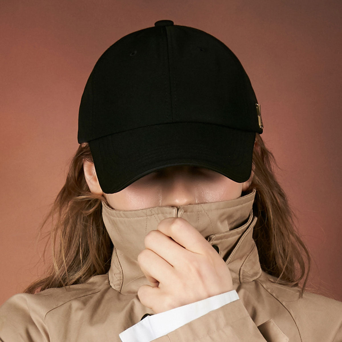 VARZAR - GOLD STUD OVER FIT BALL CAP BLACK【VZR4-0005】