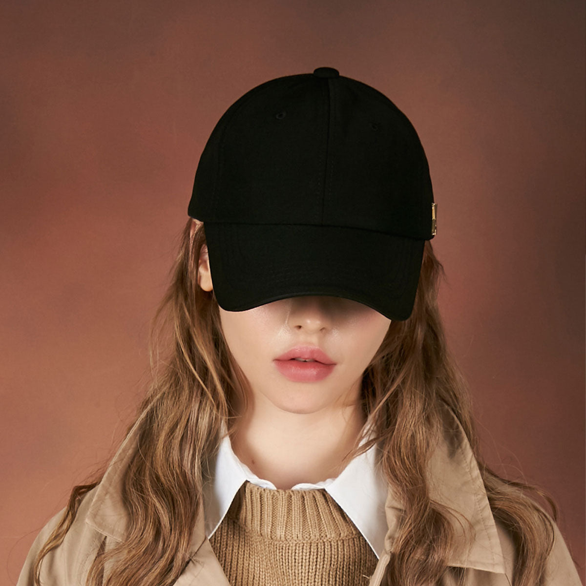 VARZAR - GOLD STUD OVER FIT BALL CAP BLACK【VZR4-0005】