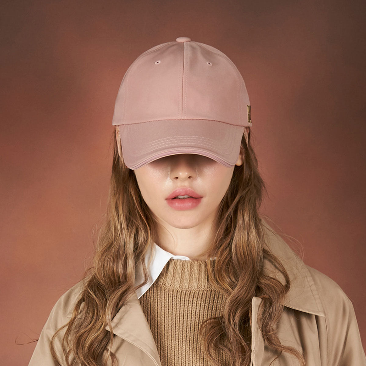 VARZAR - GOLD STUD OVER FIT BALL CAP PINK【VZR4-0005】