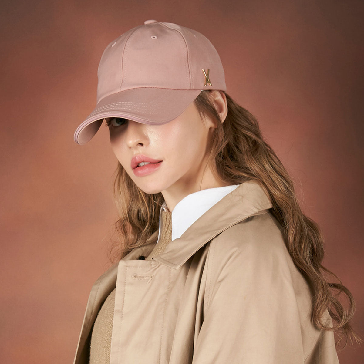 VARZAR - GOLD STUD OVER FIT BALL CAP PINK【VZR4-0005】