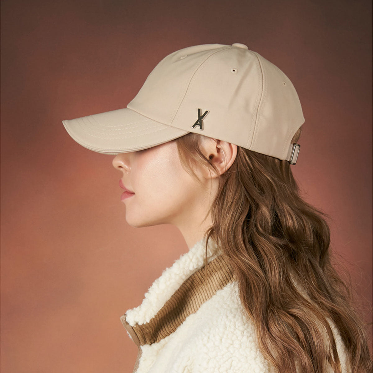 VARZAR - SILVER STUD OVER FIT BALL CAP BEIGE【VZR4-0006】