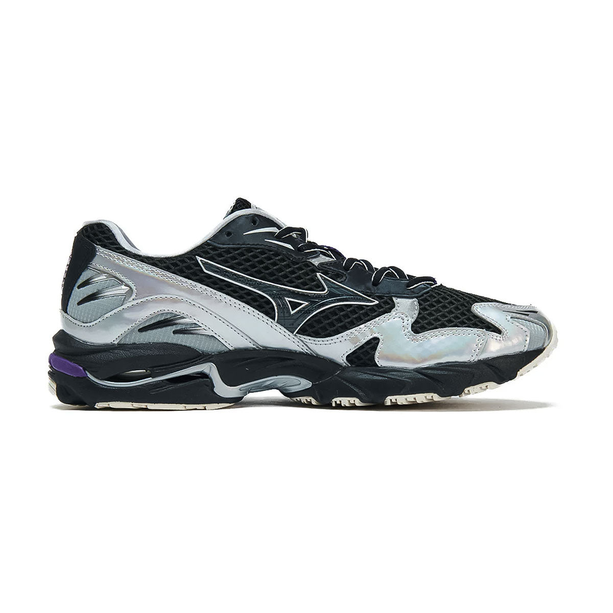 MIZUNO - UNISEX WAVE RIDER 10 BLACK/BLACK/SILVER【D1GA250601】
