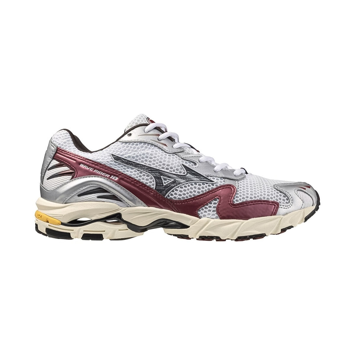 MIZUNO - UNISEX WAVE RIDER 10 WHITE/BLACK/WINE RED【D1GA243114】