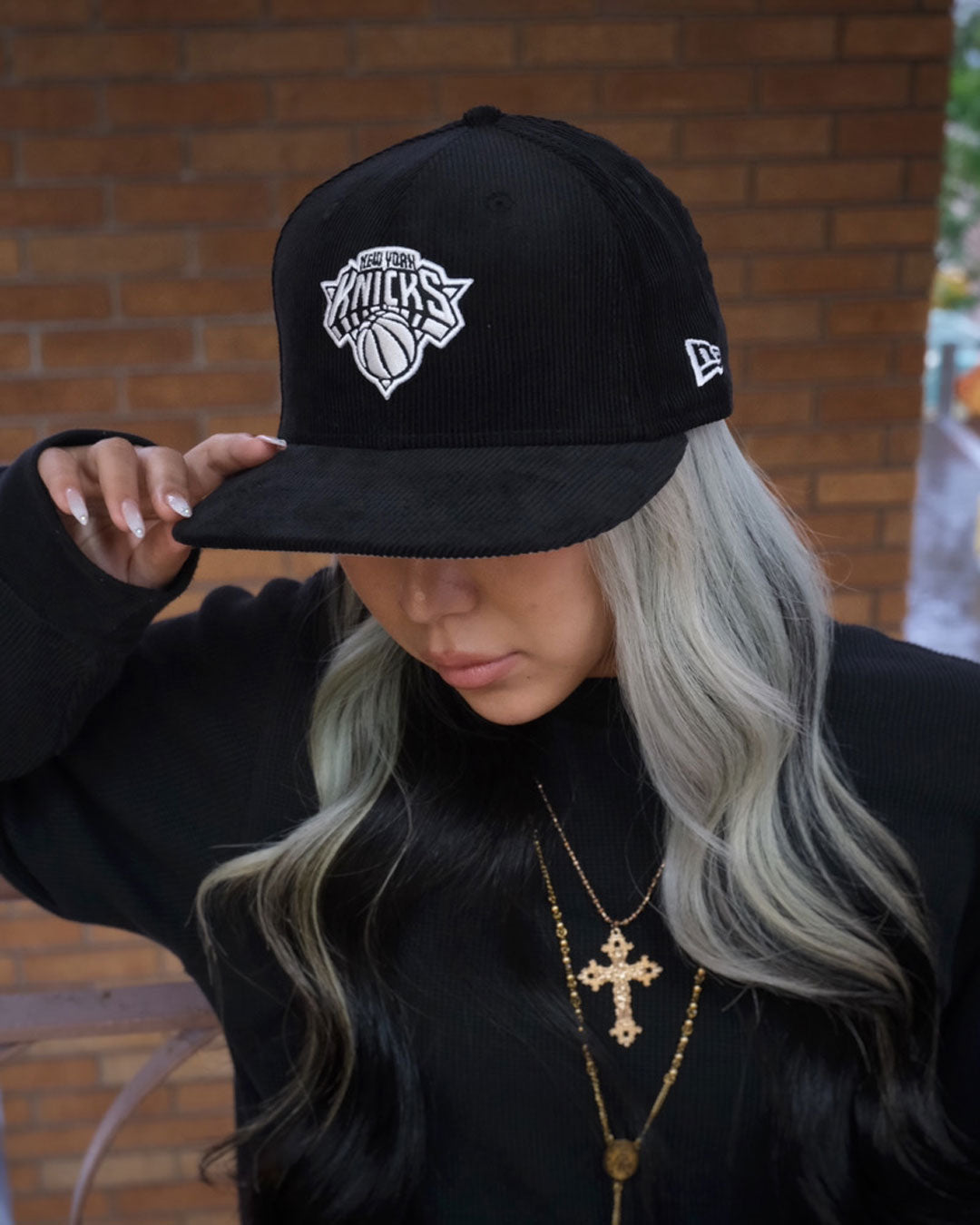 NEW ERA - New York Knicks 9FIFTY NBA Black and White CORDUROY BLACK【15137006】