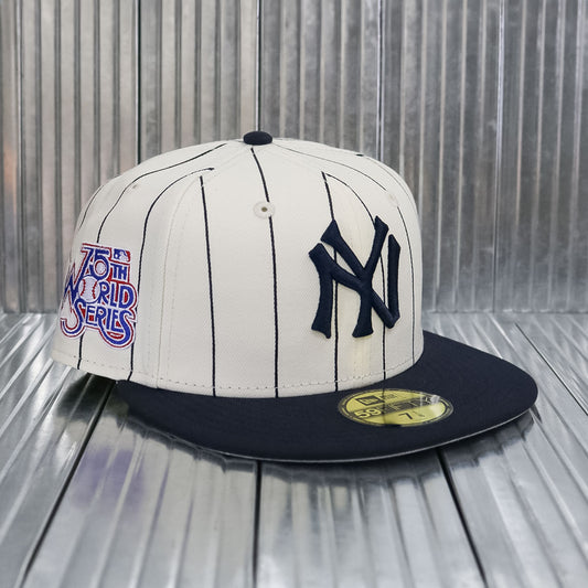 New Era × Diet Starts Monday - 59FIFTY New York Yankees Cooperstown 75th World Series Pinstripe 29349 Chrome White/Navy【60770383】