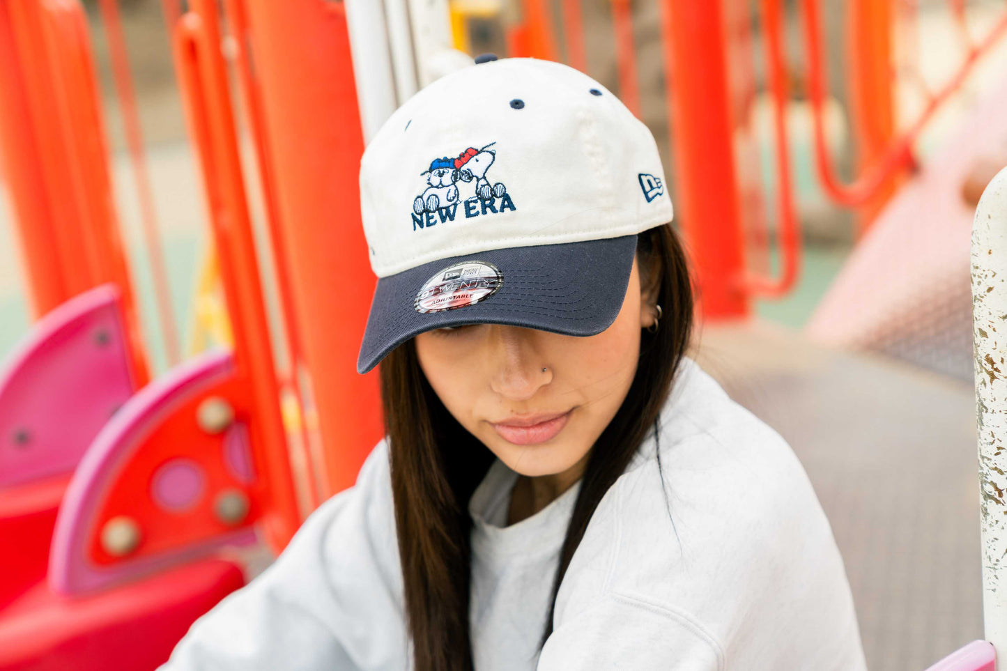 NEW ERA PEANUTS - 9TWENTY SNOOPY AND OLAF CHROME/NAVY【14682619】