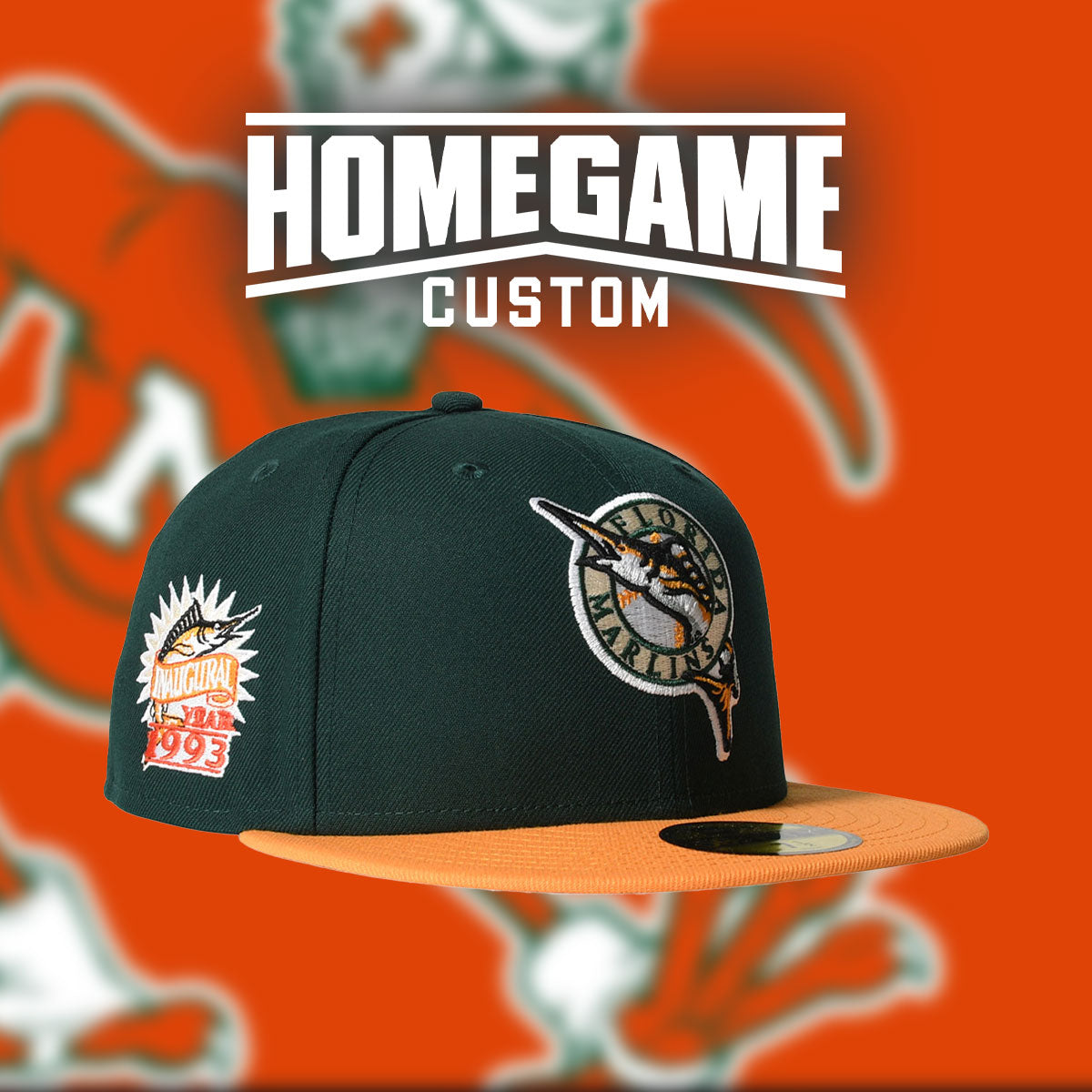NEW ERA - FLORIDA MARLINS CO 1993 INAUGURAL 59FIFTY DK GREEN/TANGO