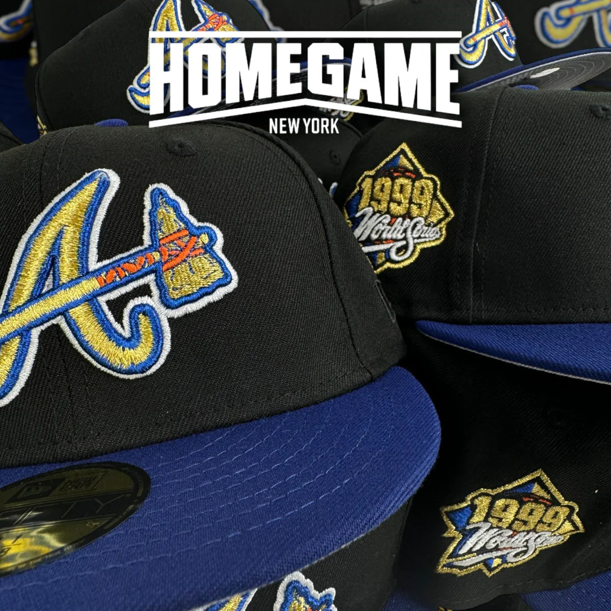 NEW ERA - 59FIFTY 亞特蘭大勇士隊 1999 年世界大賽黑/深皇家色