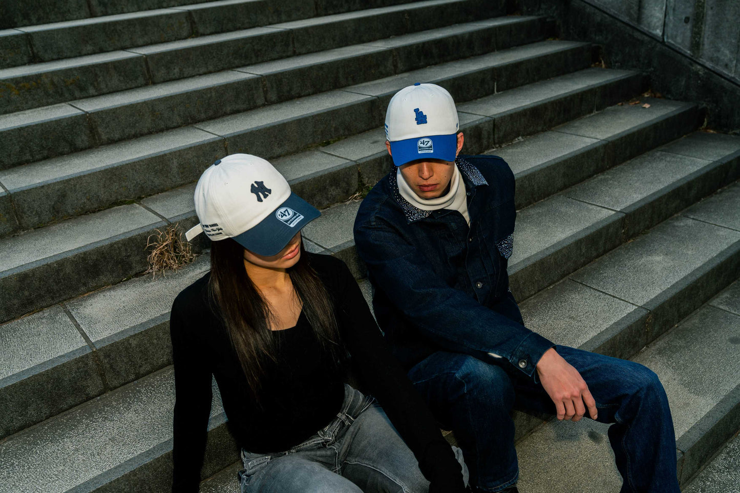 ’47 BRAND New York Yankees - CLEAN UP WHITE/NAVY【14920543 47A-CLP-B-CONTT17CNS-SS】