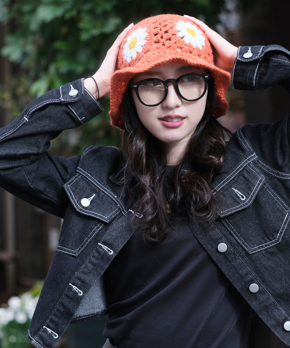 HOMEGAME - KNIT HAT FLOWER ORANGE【HG231403】