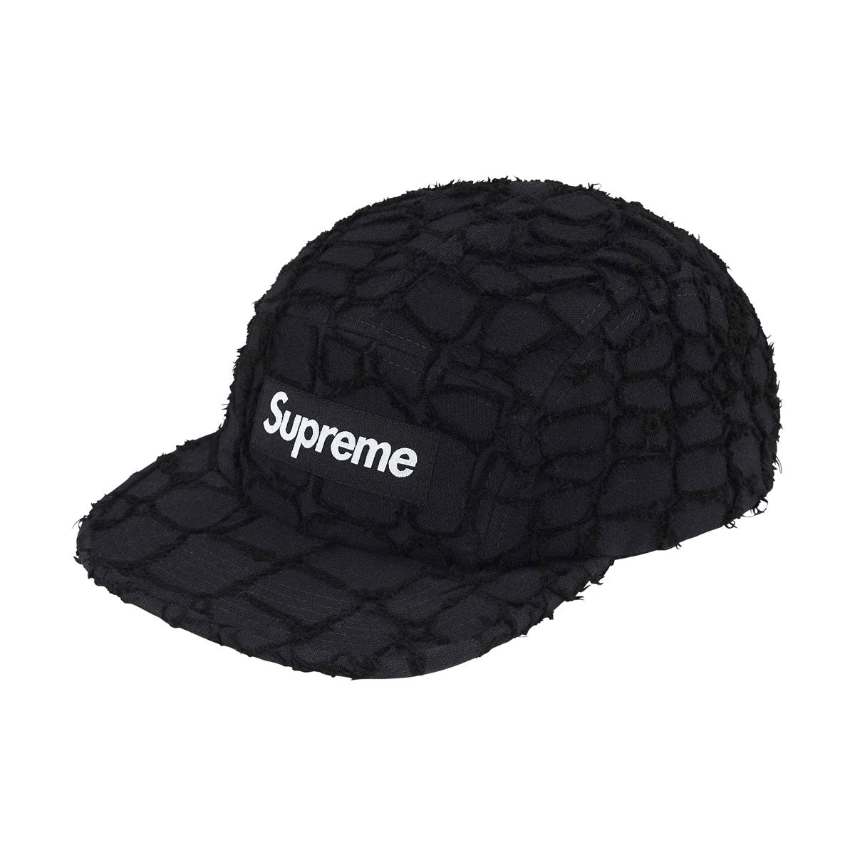 Supreme - Frayed Croc Denim Camp Cap Black