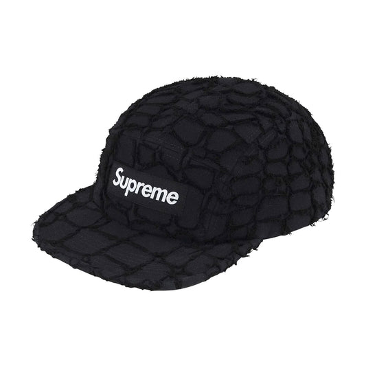 Supreme - Frayed Croc Denim Camp Cap Black