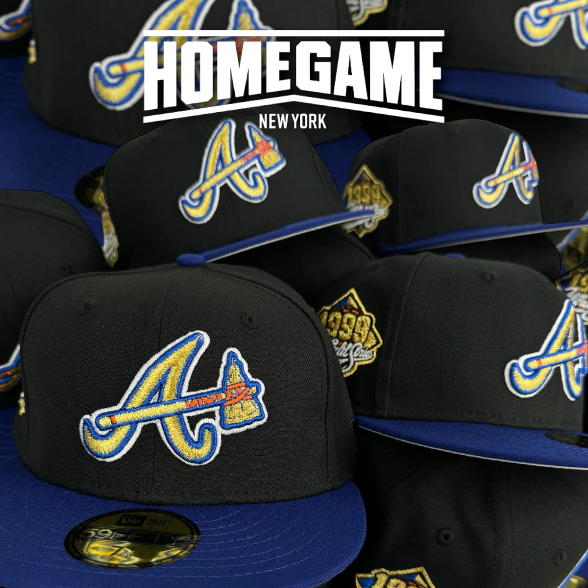NEW ERA - 59FIFTY 亞特蘭大勇士隊 1999 年世界大賽黑/深皇家色