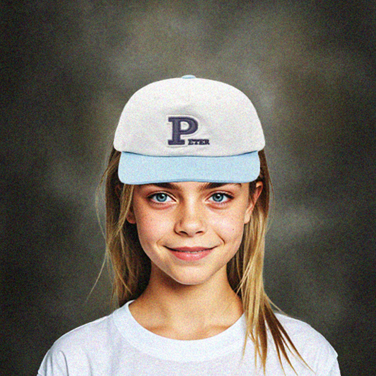 MY NAME IS PETER - 5-PANEL PETER APPLIQUE CAP BEIGE/SKY BLUE