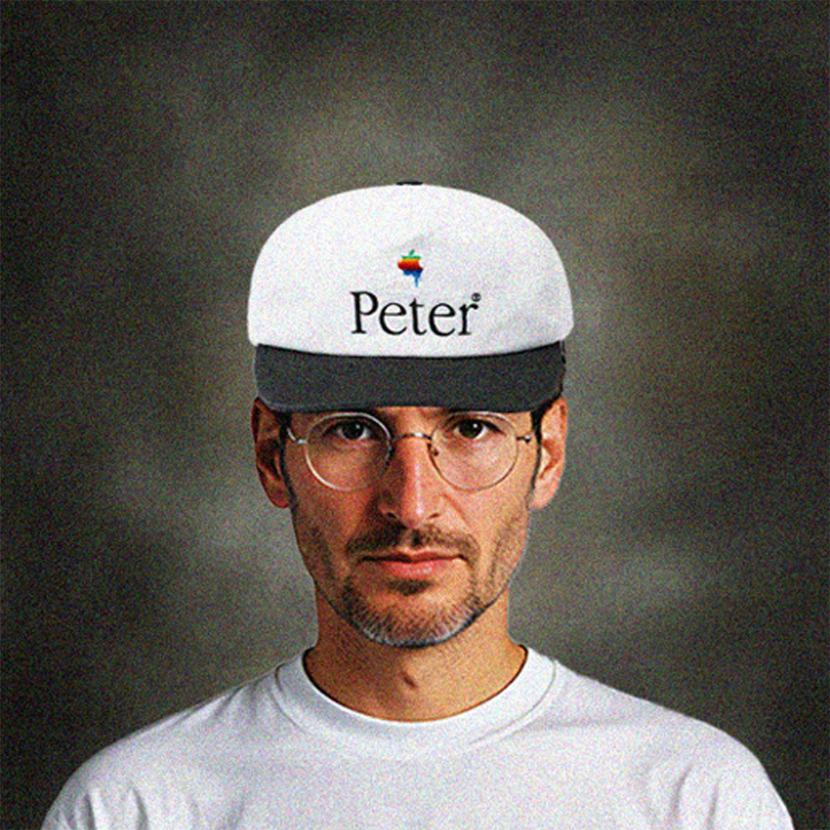MY NAME IS PETER - 5 PANEL PAPPLE CAP WHITE & CHARCOAL