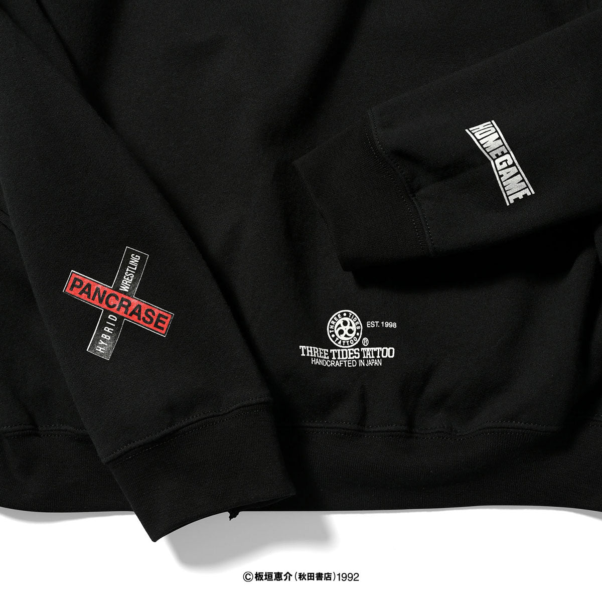 HOMEGAME × GRAPPLER BAKI × PANCRASE × THREE TIDES TATTOO 愚地克巳&烈海王 HOODIE プルオーバーパーカー ホームゲーム × グラップラー刃牙 × パンクラス × スリータイズタトゥー【HG240501】