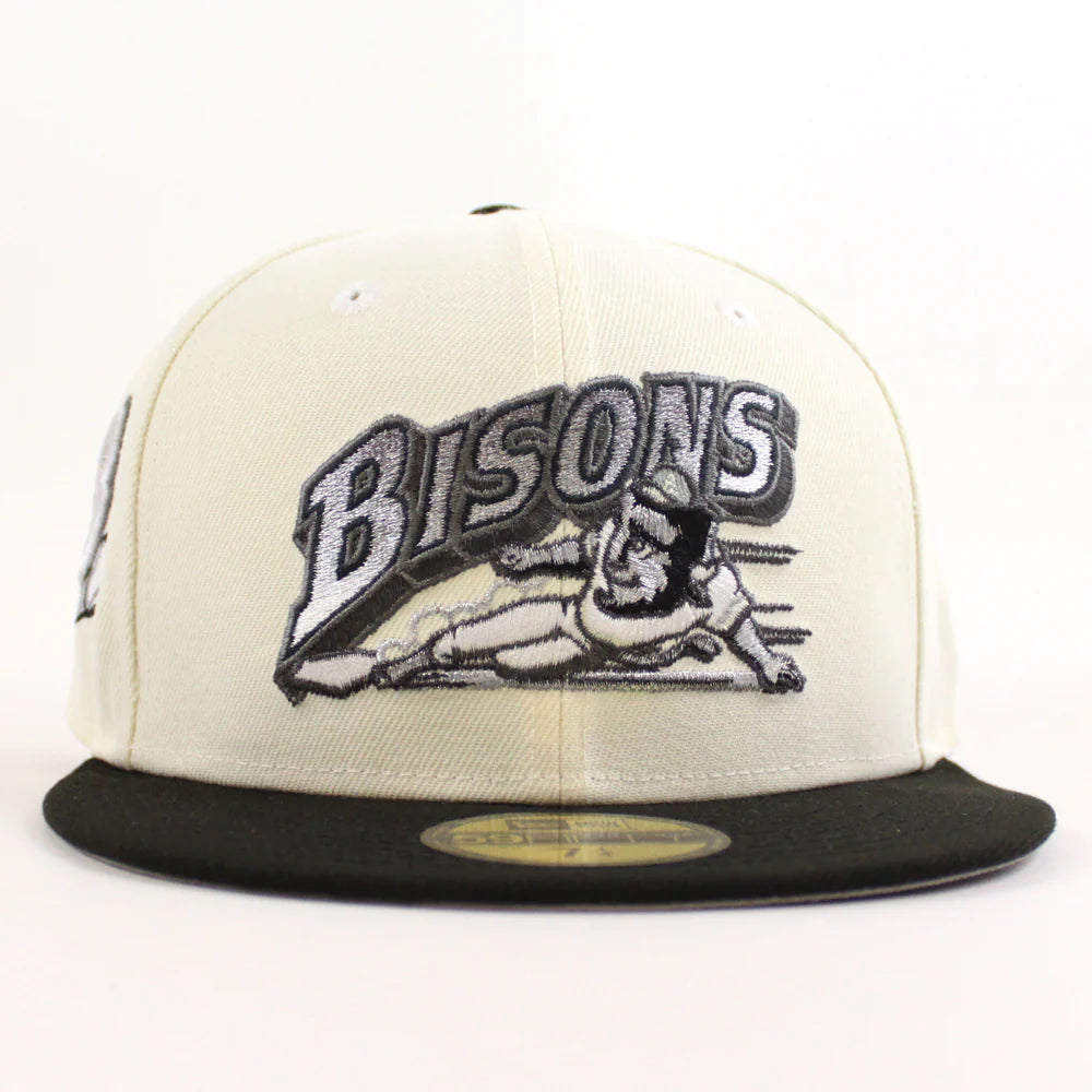 新時代布法羅野牛 - BUFFALO B 59FIFTY 鉻白色 黑灰色