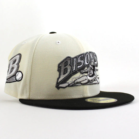 新時代布法羅野牛 - BUFFALO B 59FIFTY 鉻白色 黑灰色
