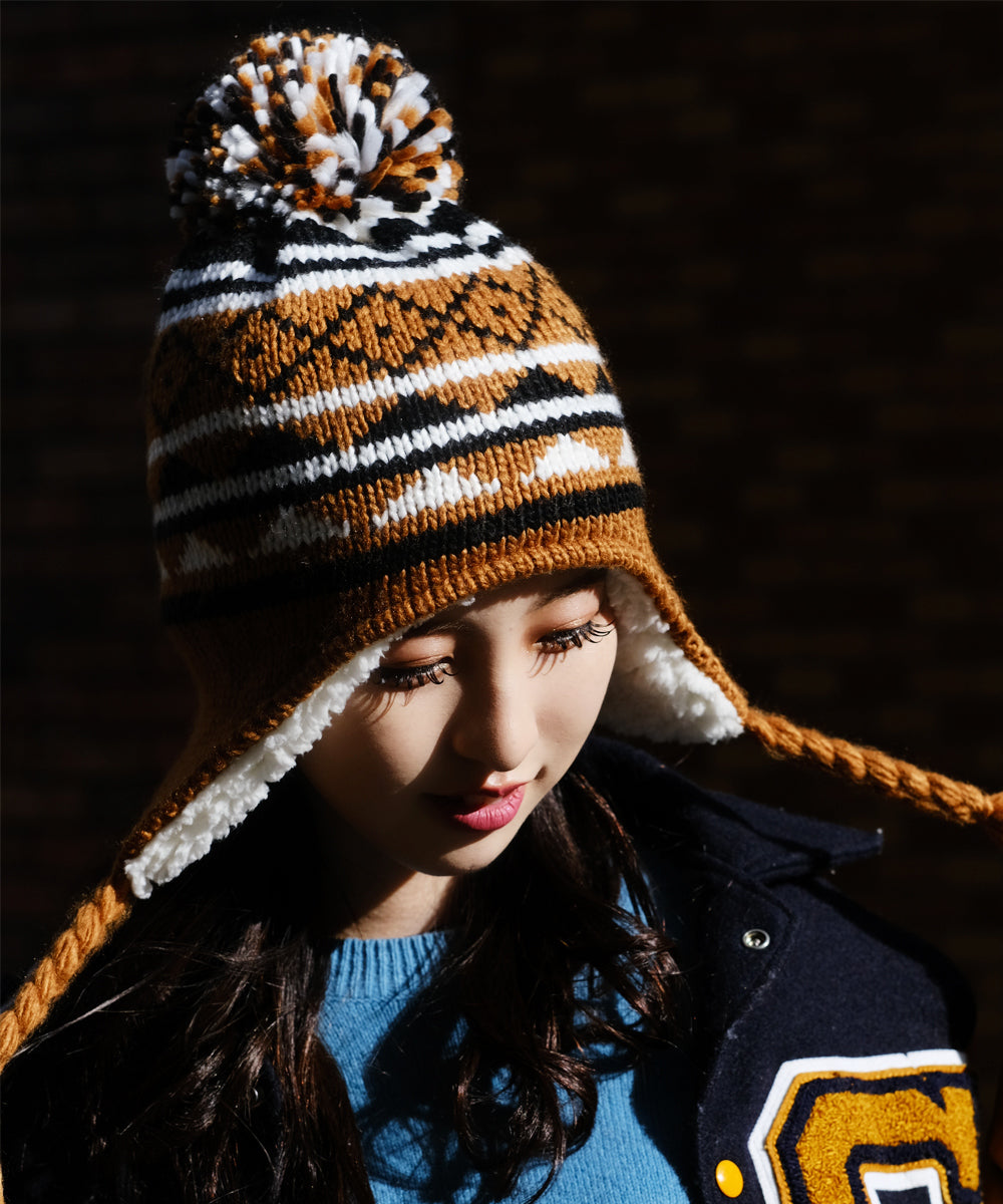 HOMEGAME - POM KNIT BEANIE NORDIC WHITE【HG231405】